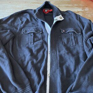 Tommy blue sweater button up xxl